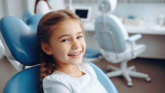 little girl at a Children's dentistry for healthy teeth and beautiful smile